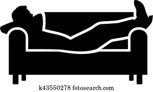 Man lying on a sofa silhouette Man lying on a sofa silhouette