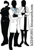 Medical team doctor silhouettes