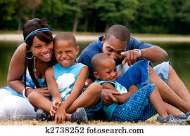 africano, familia, tener diversión