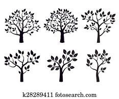 Black vector trees with leafs Black vector trees with leafs
