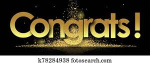 Congrats in golden stars background Congrats in golden stars background