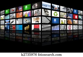 groß, tafel, von, fernsehapparat schirm, internet geschäft