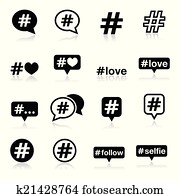 Hashtag, social media icons set Hashtag, social media icons set