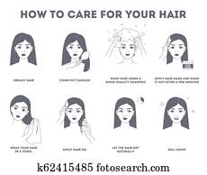 Woman Applying Hair Oil Cometics For Beauty Clipart K66783615