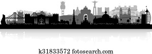 lisboa, portugal, horizonte cidade, silueta lisboa, portugal, horizonte cidade, silueta