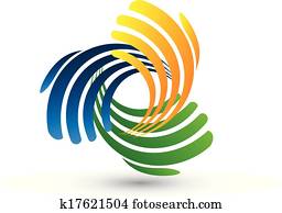 manos, de conexión, vector, logotipo