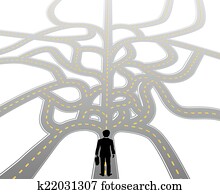 Person faces future choice path Person faces future choice path