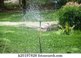 Sprinkler, spuehen, wasser, hinüber, gras Stock Fotograf | k20197966