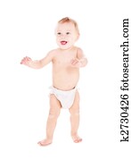 stående, baby pojke, in, blöja