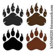 urso, pata, com, garras, cobrança