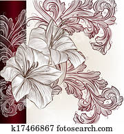 Wedding vector invitation card with lily Wedding vector invitation card with lily