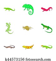 Amphibian icons set, cartoon style Amphibian icons set, cartoon style