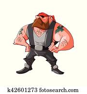 Cartoon rocker, biker Cartoon rocker, biker