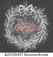 Christmas wreath with chalk Christmas wreath with chalk