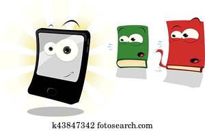 dois, espantado, livros, e, um, tabuleta