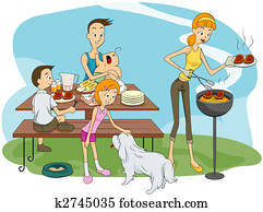 Family Outdoor Barbeque Family Outdoor Barbeque