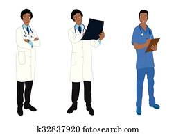 Medical Staff Full Body African Color