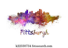 Pittsburgh skyline in watercolor Pittsburgh skyline in watercolor