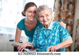 senior woman with home caregiver senior woman with home caregiver