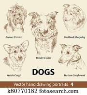 Set of hand drawing dogs 4 Set of hand drawing dogs 4