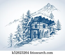 skihütte, in, bergwelt, cluburlaub skihütte, in, bergwelt, cluburlaub