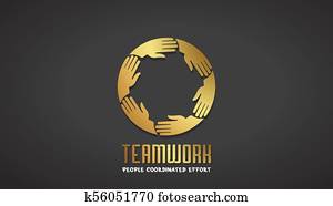 teamwork, záležitosť, zlato, hands, logo, vzorka