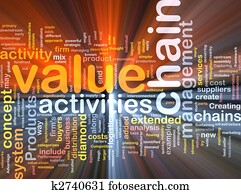 Value chain word cloud glowing