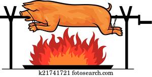 צלה, חזיר, ב, a, ירק