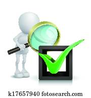 3D people with OK sign and Magnifying Glass 3D people with OK sign and Magnifying Glass