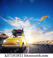 3D rendering of holiday on the road 3D rendering of holiday on the road