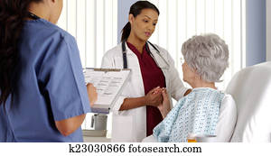 afrikanischer amerikaner, doktor krankenschwester, reden, älter, patient