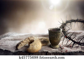 Communion And Passion - Unleavened Bread Chalice Of Wine And Crown Of Thorns Communion And Passion - Unleavened Bread Chalice Of Wine And Crown Of Thorns