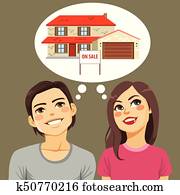 Couple Thinking House Couple Thinking House