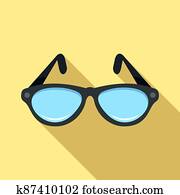 Examination eyeglasses icon, flat style Examination eyeglasses icon, flat style