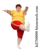 exercising overweight woman