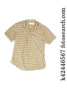 Men's short-sleeved shirt on a white background.