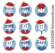 sæt, i, iconerne, hos, jul, karakterer branche