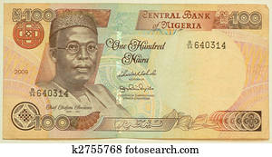 The naira is the currency of Nigeria. 100 Naira.