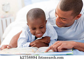 אבא, לקרוא, עם, שלו, ילד