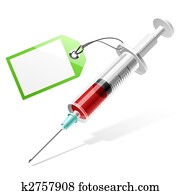 מזרק, עם, טופס, פתק