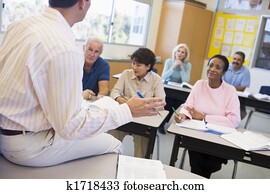 教师, 在班中, 演讲, 成人, 学生, (selective, focus)