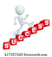 3d person is climbing stairs made of cubes lettering success word 3d person is climbing stairs made of cubes lettering success word