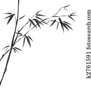 chinês, quadro, de, bambu