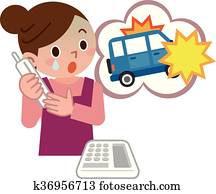 frau, überrascht, to, kontakt, dass, verkehrsunfall frau, überrascht, to, kontakt, dass, verkehrsunfall