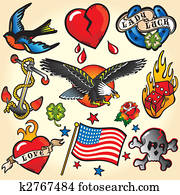Retro Tattoo icons Retro Tattoo icons