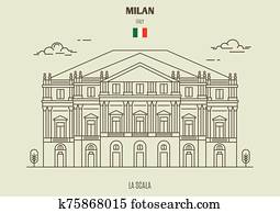 לוס אנג'ליז, scala, ב, milan,, italy., ציון דרך, איקון