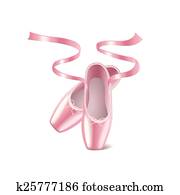 נעליים של בלט, הפרד, בלבן, וקטור