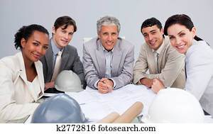 architekten, in, a, versammlung, studieren, pläne