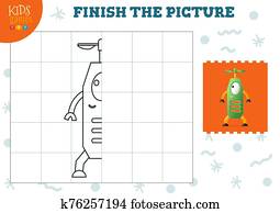 Copy picture vector illustration. Complete and coloring game for preschool and school kids Copy picture vector illustration. Complete and coloring game for preschool and school kids