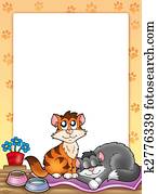 Frame with two cute cats Frame with two cute cats
